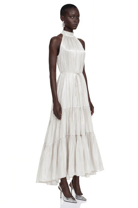 Rita Maxi Dress Ivory Pleated Tiered