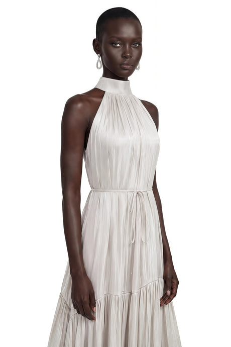 Rita Maxi Dress Ivory Pleated Tiered