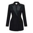 Fleur Black Blazer Mini Dress with Satin Panels