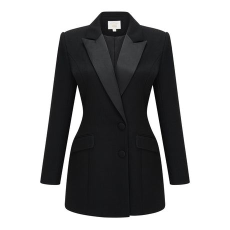 Fortunata Mini Dress Black Blazer with Satin Panels