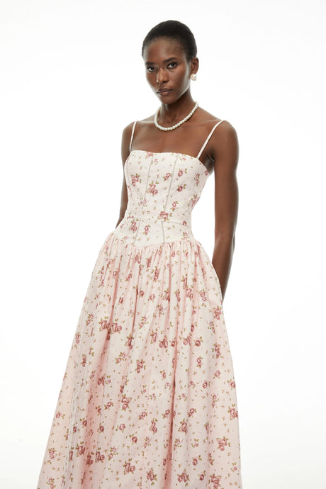 Mirella Maxi Dress Pink Floral Print