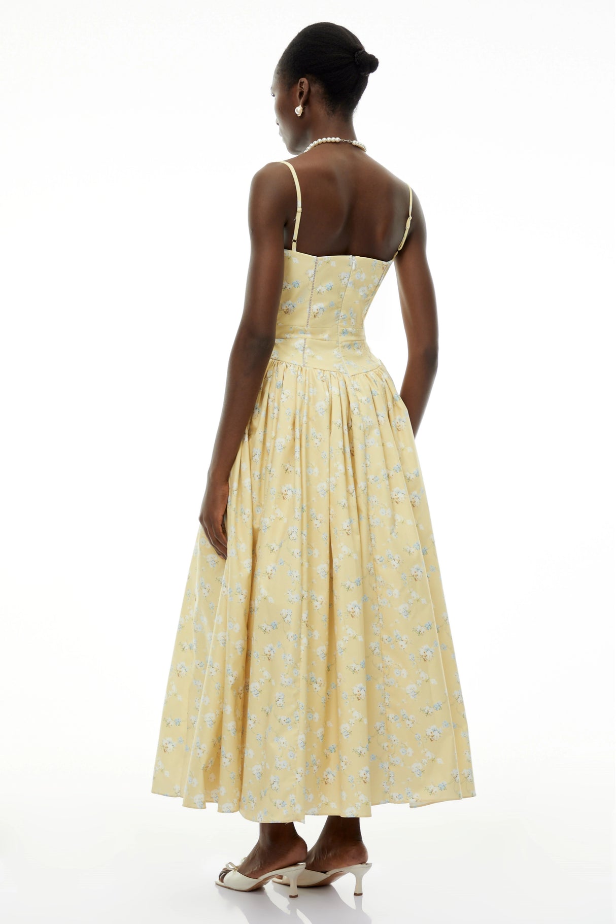 Fleur Yellow Floral Print Midi Dress