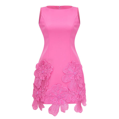 Julianna Mini Dress Hot Pink Floral Appliqué