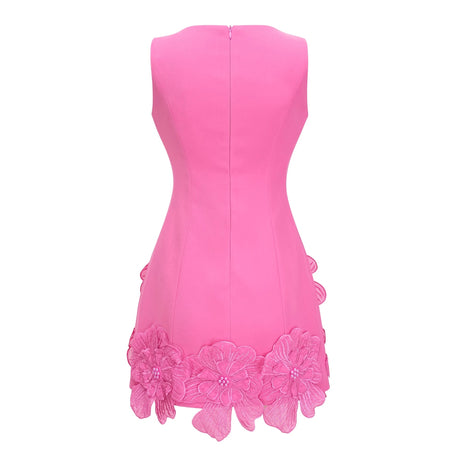 Julianna Mini Dress Hot Pink Floral Appliqué