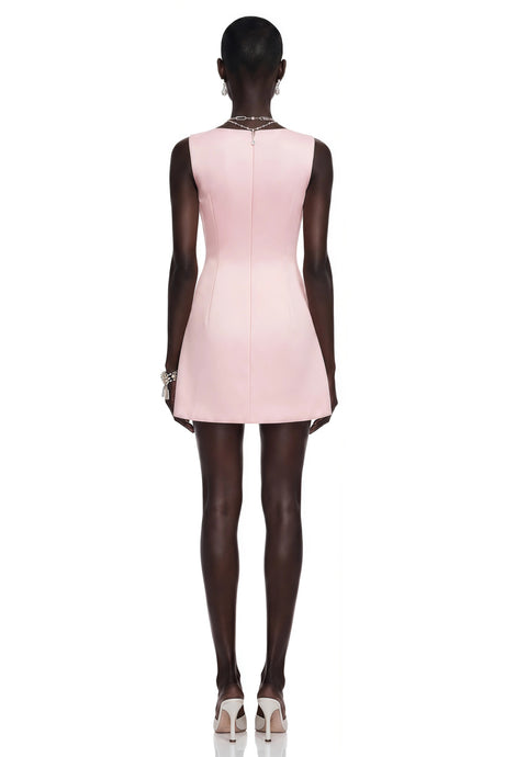 Willa Mini Dress Pink A-Line with Floral Applique
