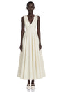 Florence Cream VNeck Flared Satin Maxi Dress