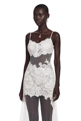 Florence White SemiSheer Floral Lace Maxi Dress