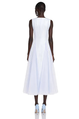 Florentina Blue Midi Dress with Tulle Panels