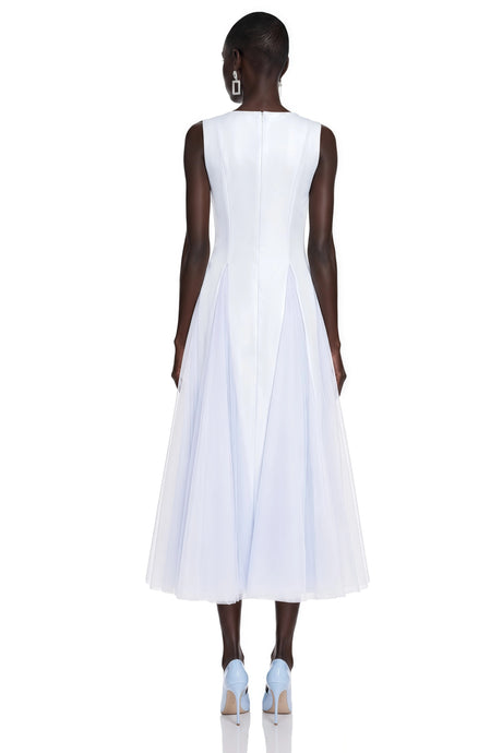 Ilaria Midi Dress Blue with Tulle Panels