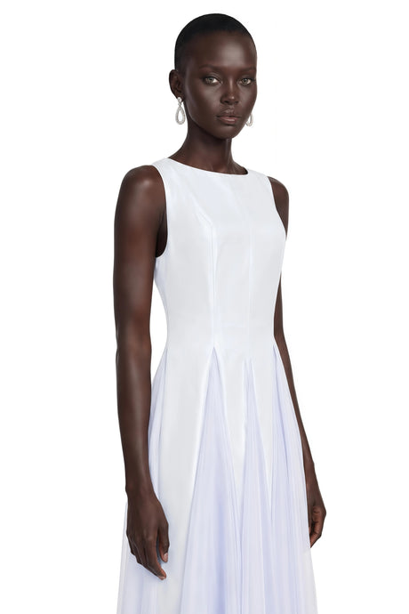 Ilaria Midi Dress Blue with Tulle Panels