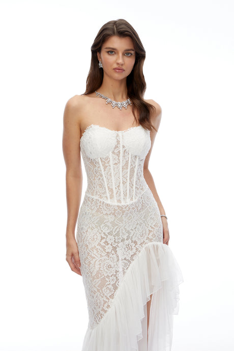 Rosangela Maxi Dress White Sleeveless Lace Applique