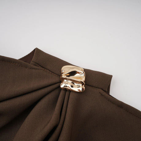 Isabella Mini Dress Brown Asymmetrical Gathered