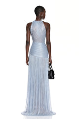 Francesca Silver Fringe Maxi Dress with Bow