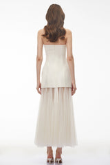 Francine Ivory Off Shoulder Mesh Maxi Dress