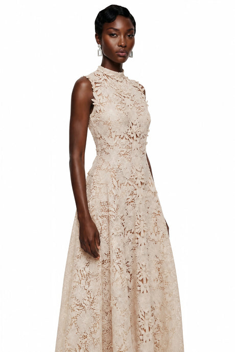 Debora Maxi Dress Neutrals Floral Embroidered