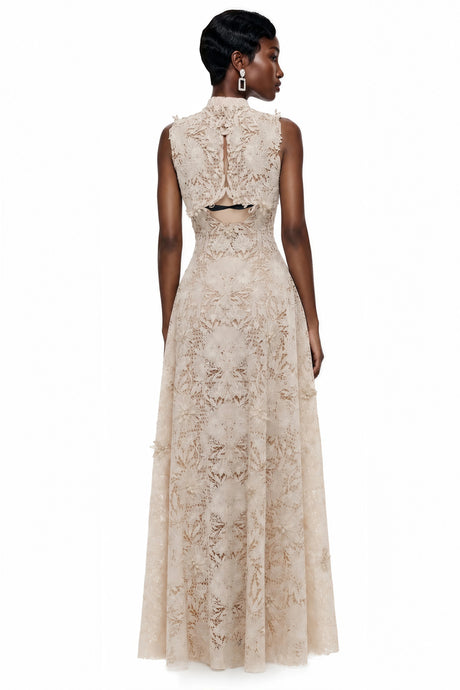 Debora Maxi Dress Neutrals Floral Embroidered