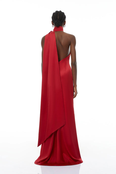 Tamara Maxi Dress Red Halterneck 3D Petal