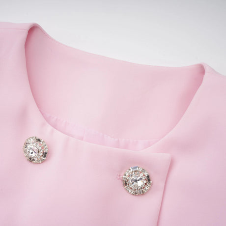 Marina Dress Pink Feather Trim Mini Blazer