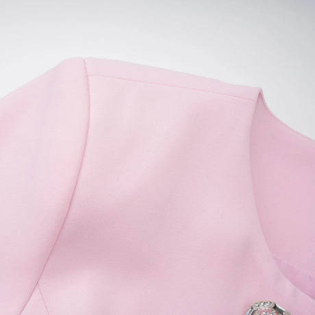 Marina Dress Pink Feather Trim Mini Blazer