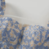 Gaëlle Blue Floral Embroidered Midi Dress