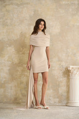 Gaëlle Neutrals Capedesign Ruched Fitted Mini Dress
