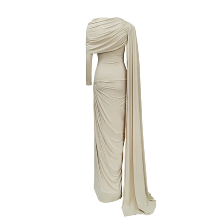 Mariuccia Maxi Dress Neutrals Ribbon-design Draped