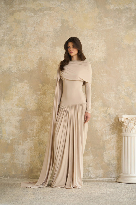 Mariuccia Maxi Dress Neutrals Ribbon-design Draped