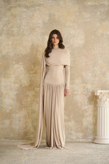Gaëlle Neutrals Ribbondesign Draped Maxi Dress