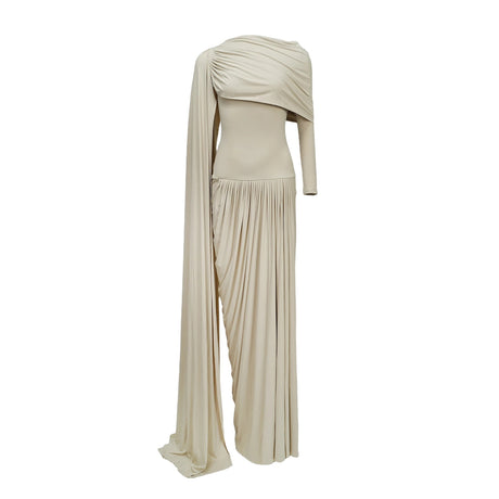 Mariuccia Maxi Dress Neutrals Ribbon-design Draped