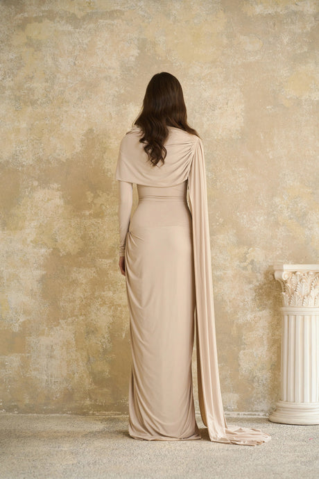 Mariuccia Maxi Dress Neutrals Ribbon-design Draped
