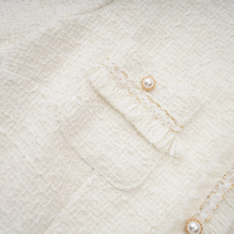Gaëlle White Faux Pearl Tweed Mini Dress