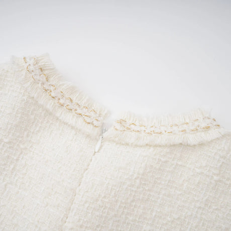 Gaëlle White Faux Pearl Tweed Mini Dress