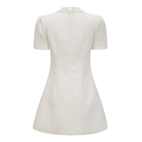 Luigia Mini Dress White Faux Pearl Tweed