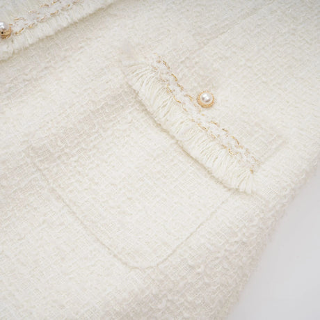 Gaëlle White Faux Pearl Tweed Mini Dress