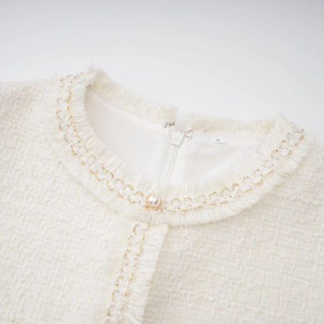 Luigia Mini Dress White Faux Pearl Tweed