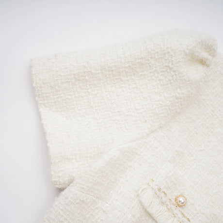 Gaëlle White Faux Pearl Tweed Mini Dress