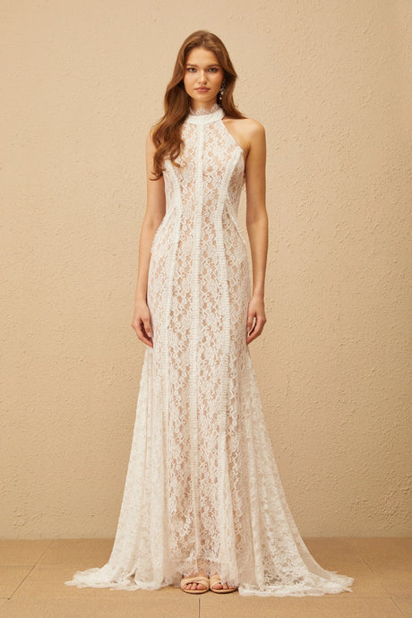 Joanna Maxi Dress White Train Design Lace