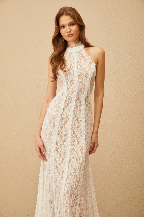 Joanna Maxi Dress White Train Design Lace