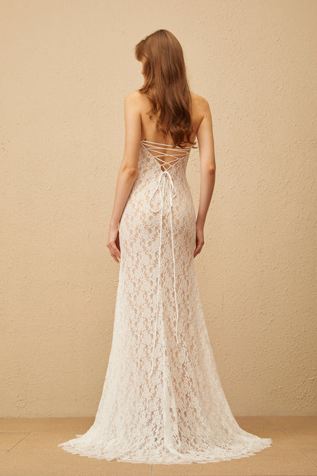 Joanna Maxi Dress White Train Design Lace