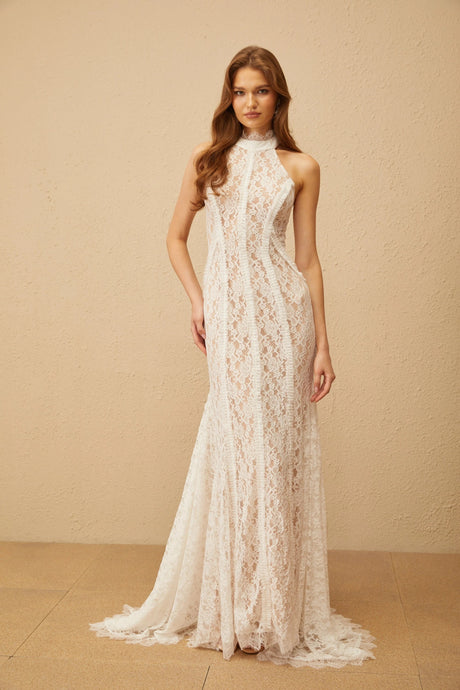 Joanna Maxi Dress White Train Design Lace