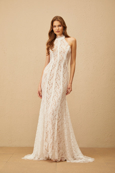 Joanna Maxi Dress White Train Design Lace