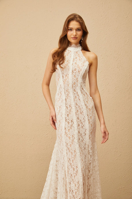 Joanna Maxi Dress White Train Design Lace