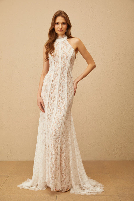 Joanna Maxi Dress White Train Design Lace