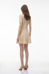 Galatea Neutral Ribbed Knit Midi Dress
