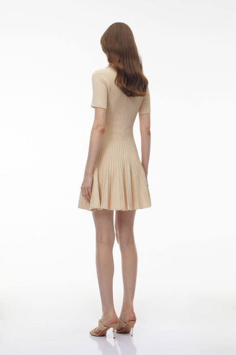 Eden Midi Dress Neutral Ribbed Knit