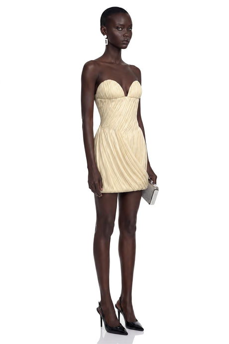 Chelsea Mini Dress Champagne Off Shoulder Ruched