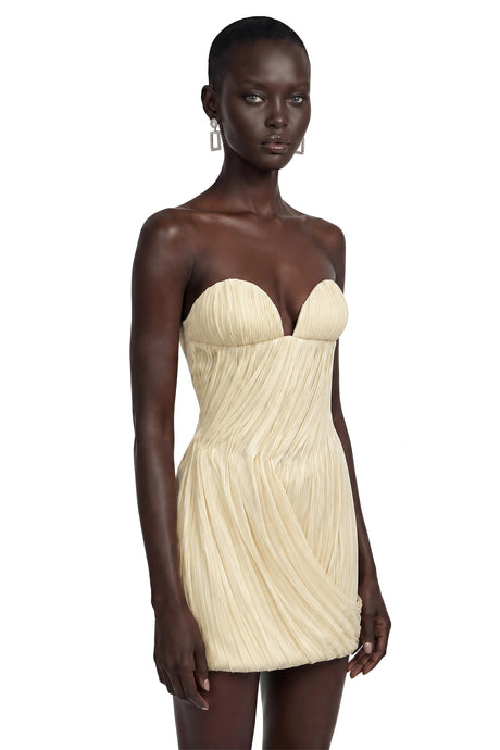 Chelsea Mini Dress Champagne Off Shoulder Ruched