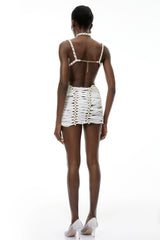 Geanina White Halterneck Cross Front Mini Dress