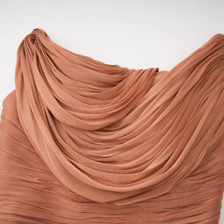 Emilia Maxi Dress Gold Asymmetrical Glossy Gathered