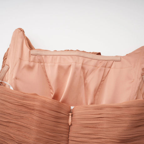 Emilia Maxi Dress Gold Asymmetrical Glossy Gathered